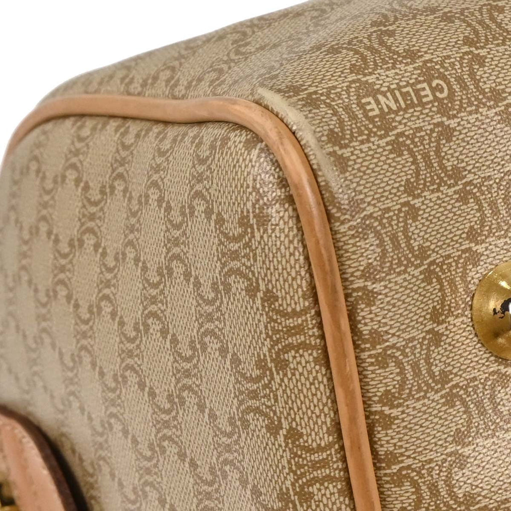 Celine Vintage Duffle Bag Canvas And Leather Beige Pvc Travel Bag Bag