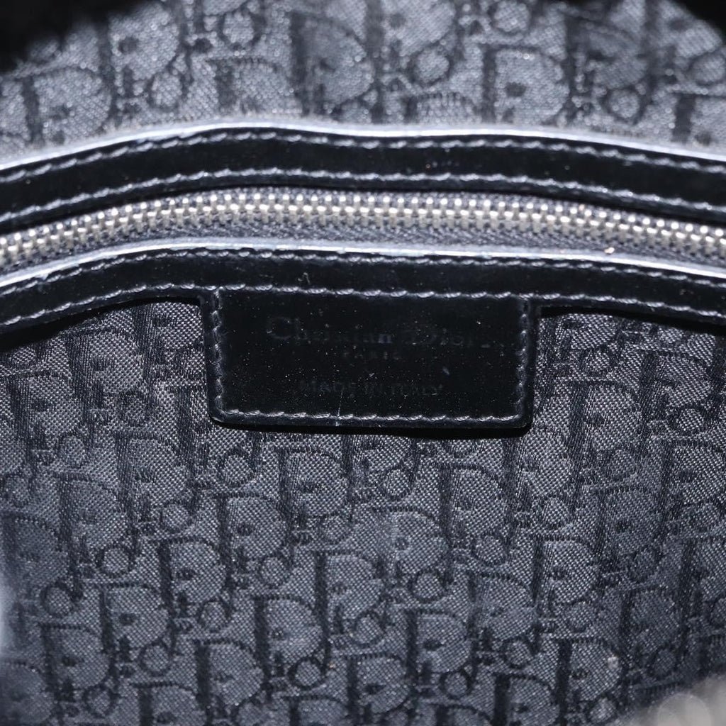 Christian Dior Lady Dior Bag Cannage Quilt Patent Black Patent_Leather Handbag (Pre-Owned)