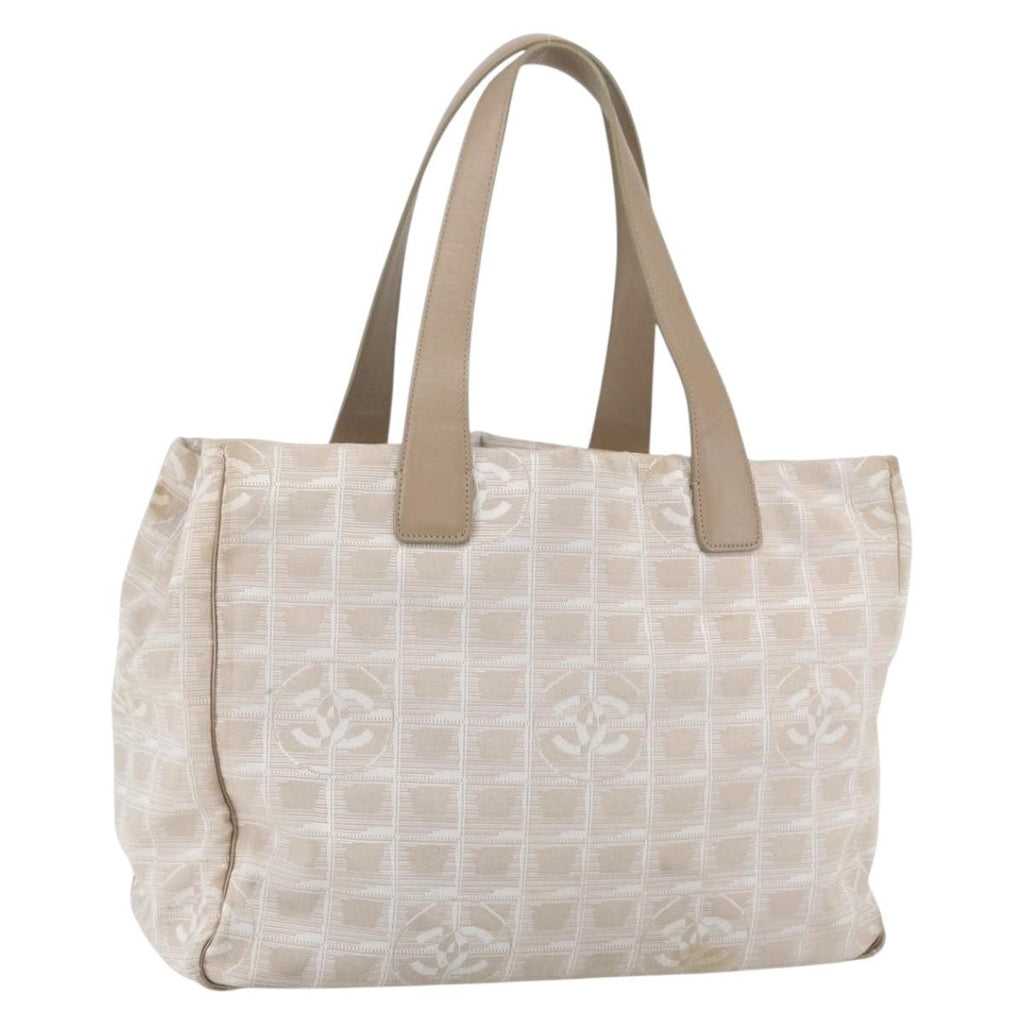 Chanel Travel Line Tote Nylon Beige Nylon Handbag