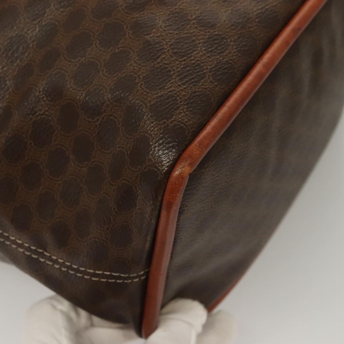 Celine Macadam Handbag Macadam With Leather Brown Canvas Handbag