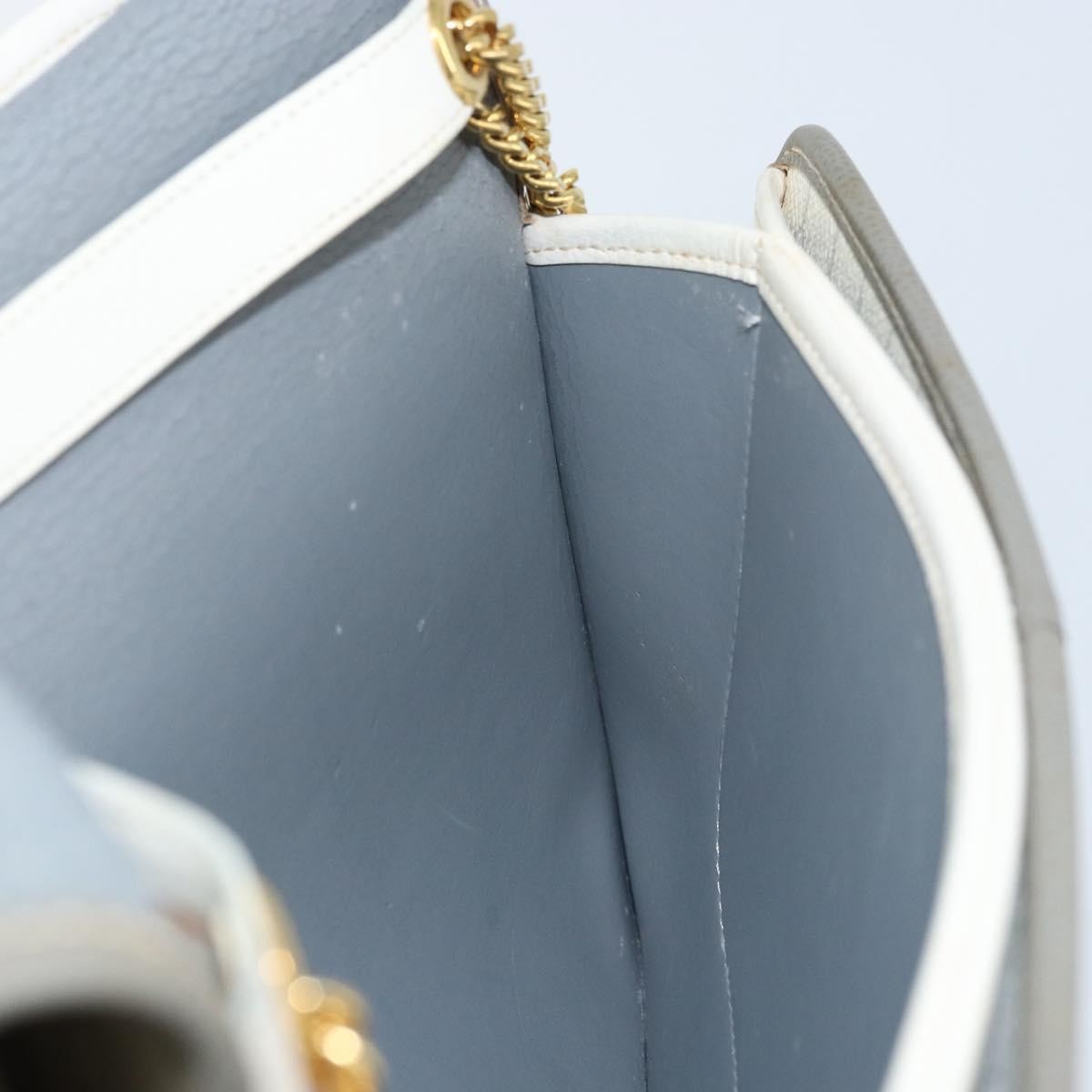 Christian Dior Vintage Honeycomb Chain Canvas White Canvas Shoulder Bag Bag (Pre-Owned)