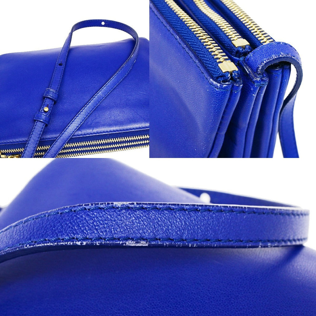 Celine Trio Crossbody Bag Leather Blue Leather Bag