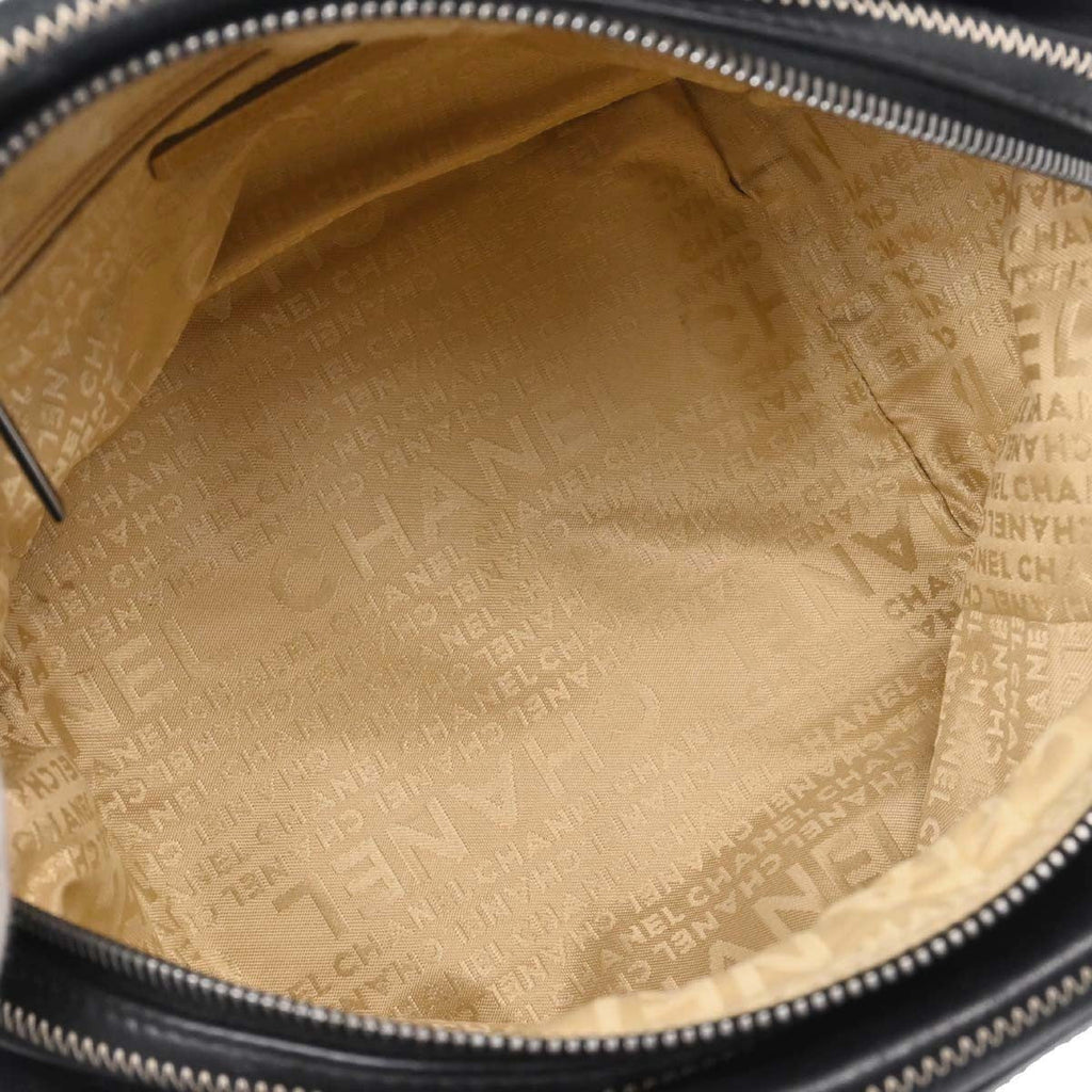 Chanel Cc Bowler Leather Black Leather Handbag