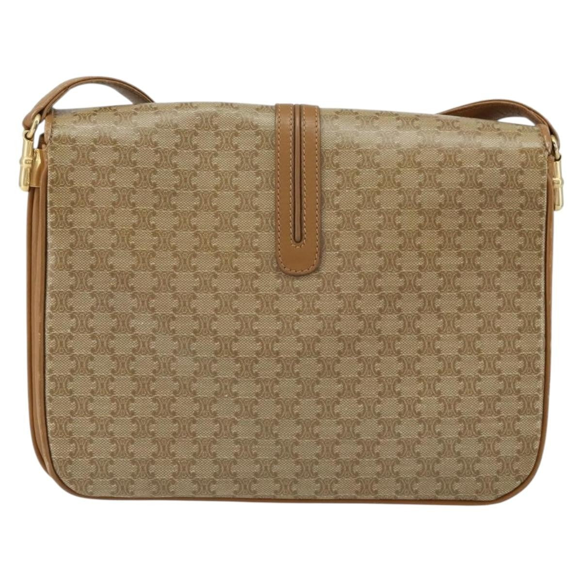 Celine Macadam Shoulder Bag Canvas Beige Canvas Shoulder Bag Bag
