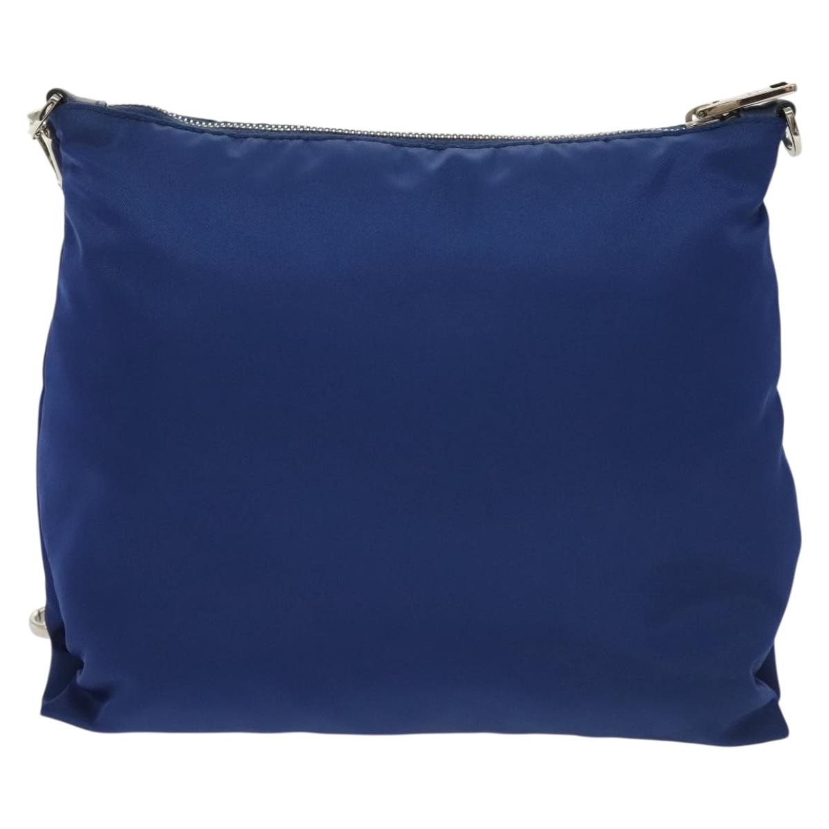 Prada Flat Messenger Tessuto With Leather Blue Nylon Shoulder Bag Bag