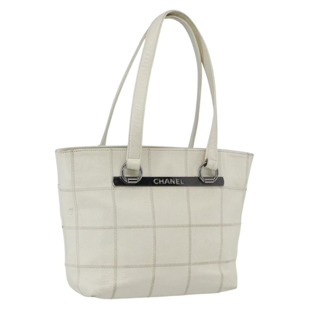 Chanel Square Stitch Tote Quilted Leather White Leather Tote Bag Bag