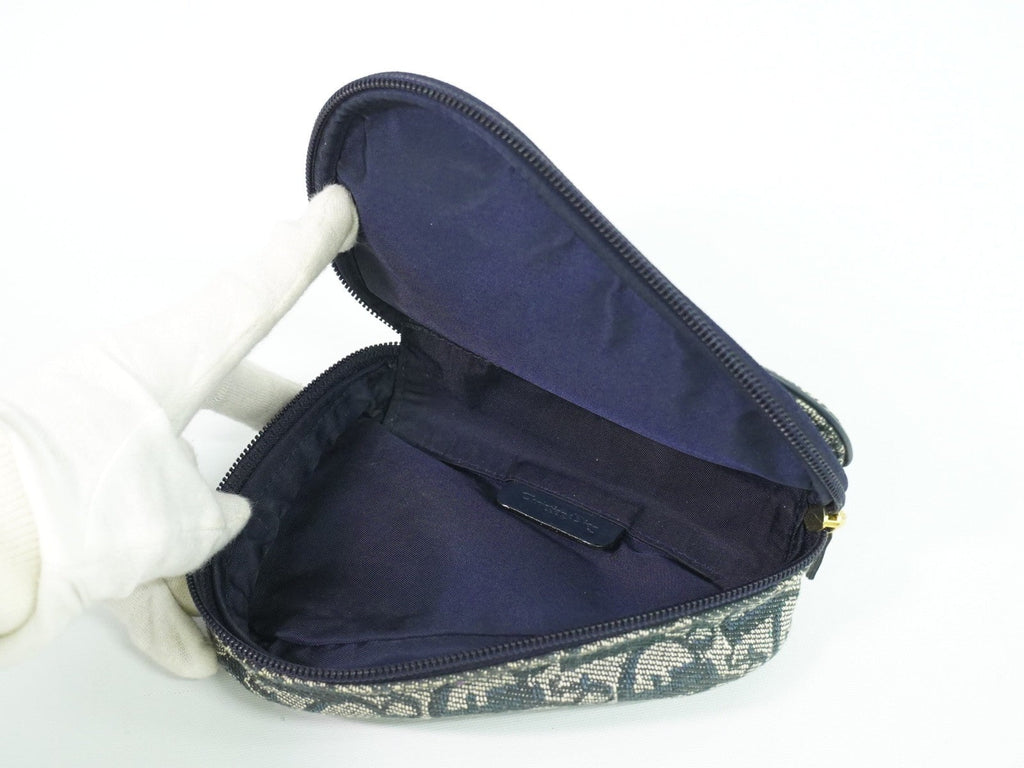 Christian Dior Saddle Zip Pouch Diorissimo Canvas Navy Canvas Clutche & Pouche Bag (Pre-Owned)