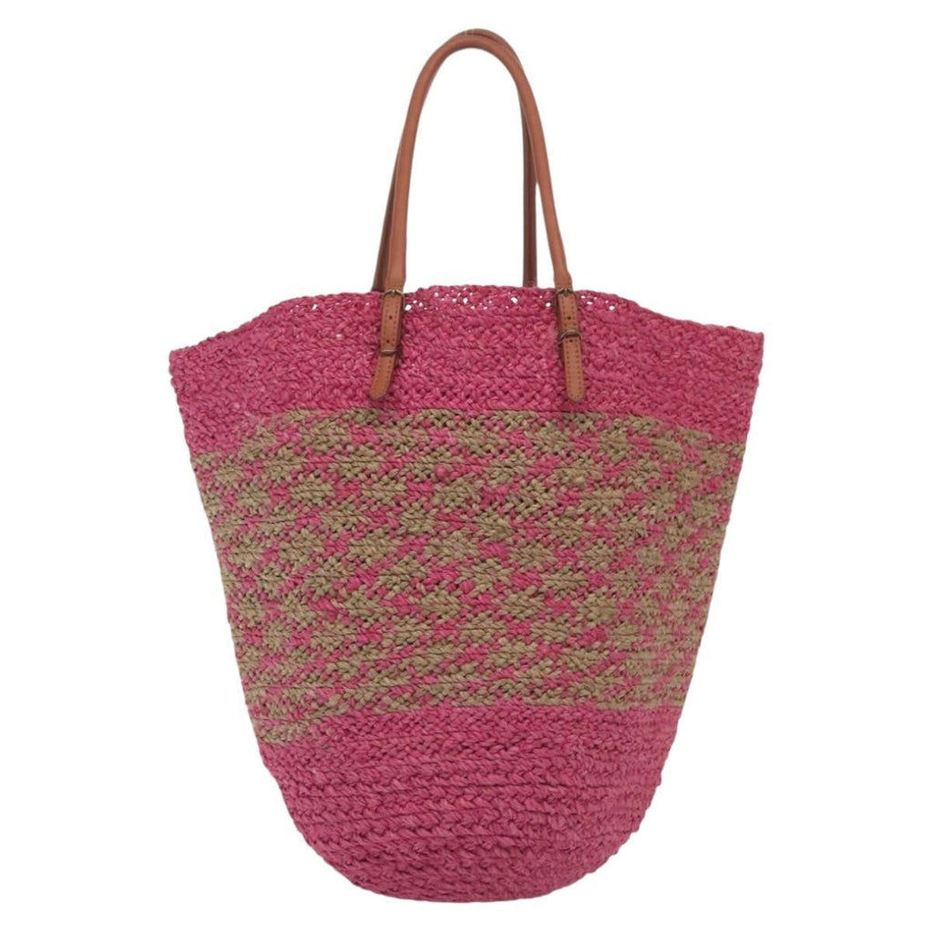 Balenciaga Panier Basket Tote Woven Raffia Pink Wood Tote Bag