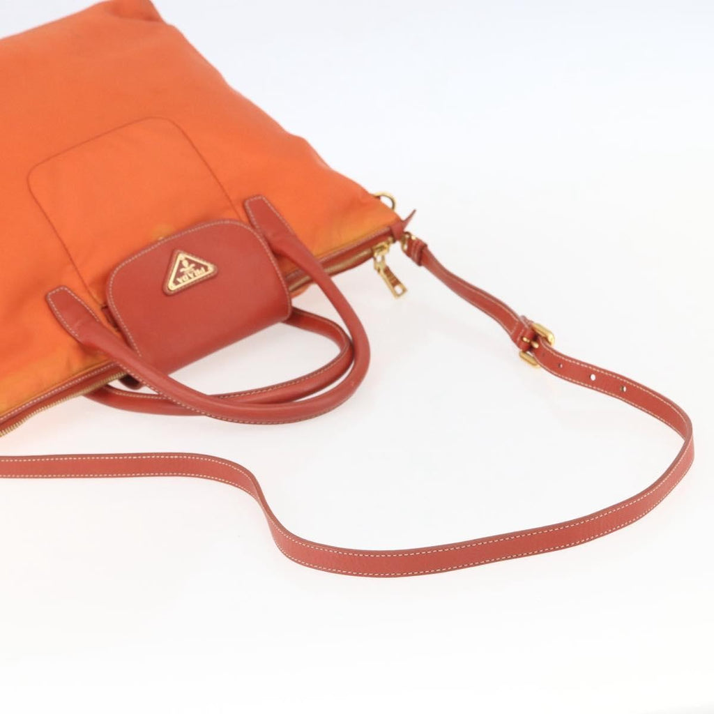 Prada Convertible Flap Tote Tessuto And Saffiano Leather Orange Nylon Tote Bag Bag