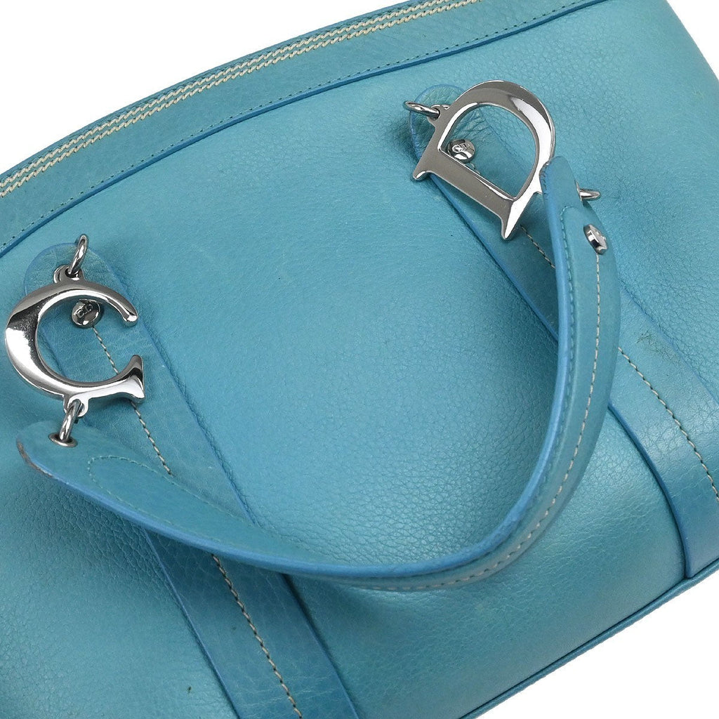 Christian Dior Vintage Tote Leather Turquoise Leather Tote Bag Bag (Pre-Owned)