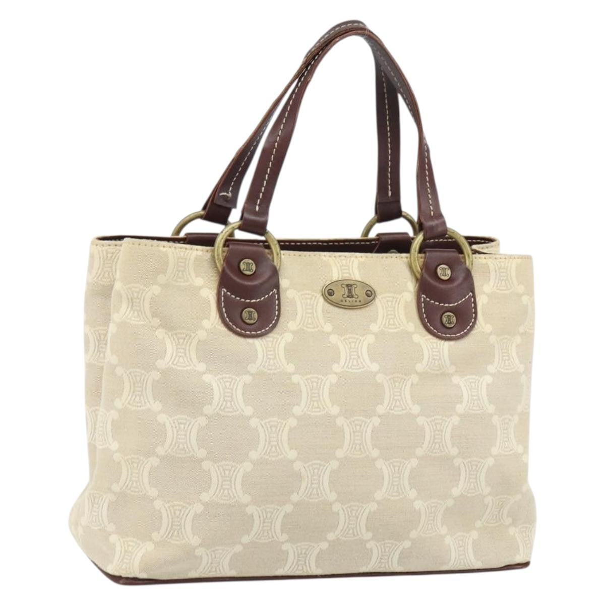 Celine Vintage Macadam Handbag Canvas And Leather Beige Canvas Handbag