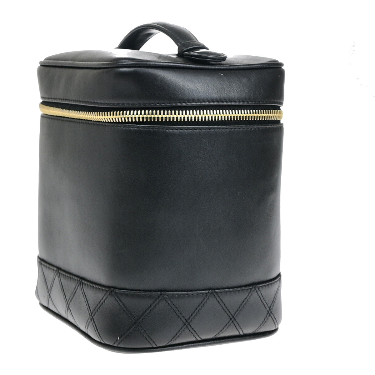 Chanel Vanity Pouch Leather Black Leather Bag