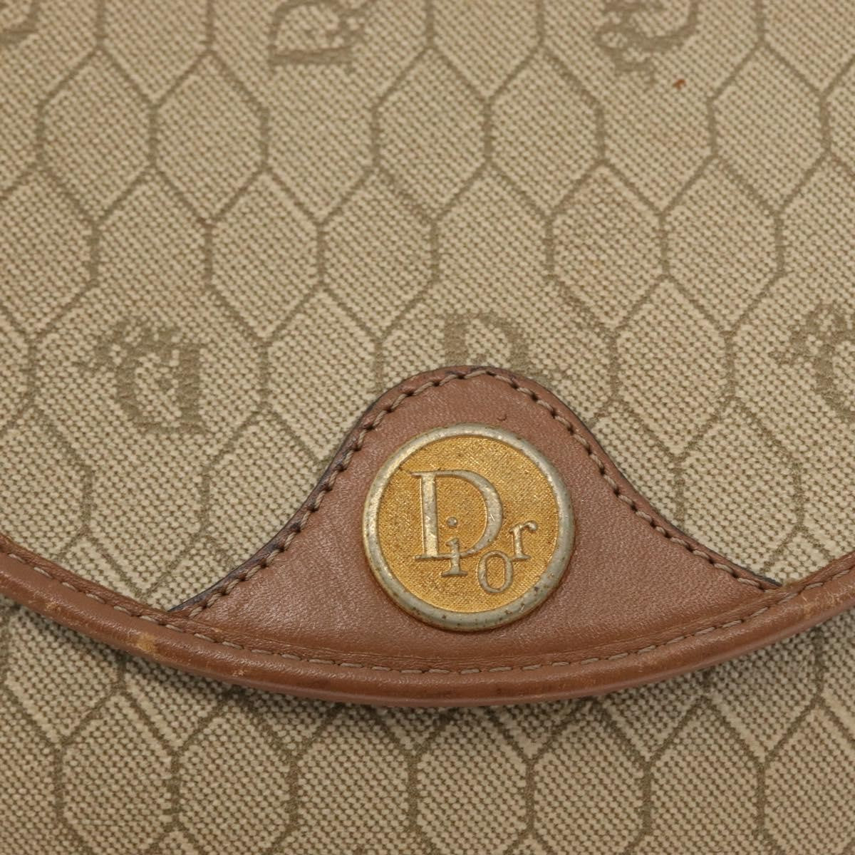 Christian Dior Vintage Honeycomb Flap Crossbody Bag Canvas And Leather Beige Canvas Shoulder Bag Bag (Pre-Owned)