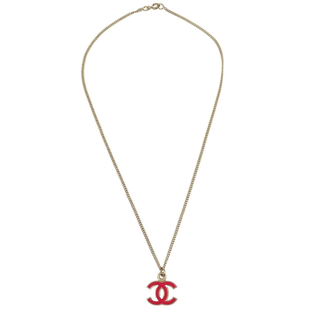 Chanel Cc Logo Pendant Necklace Metal Silver Silver_Plated Necklace Jewelry