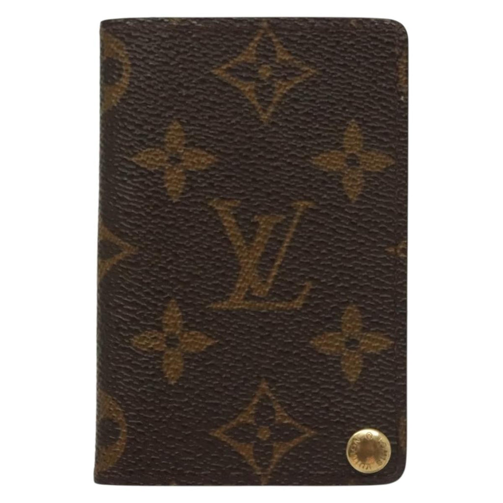 Louis Vuitton Porte Cartes Pression Card Case Monogram Canvas Brown Canvas Card Holders Accessory