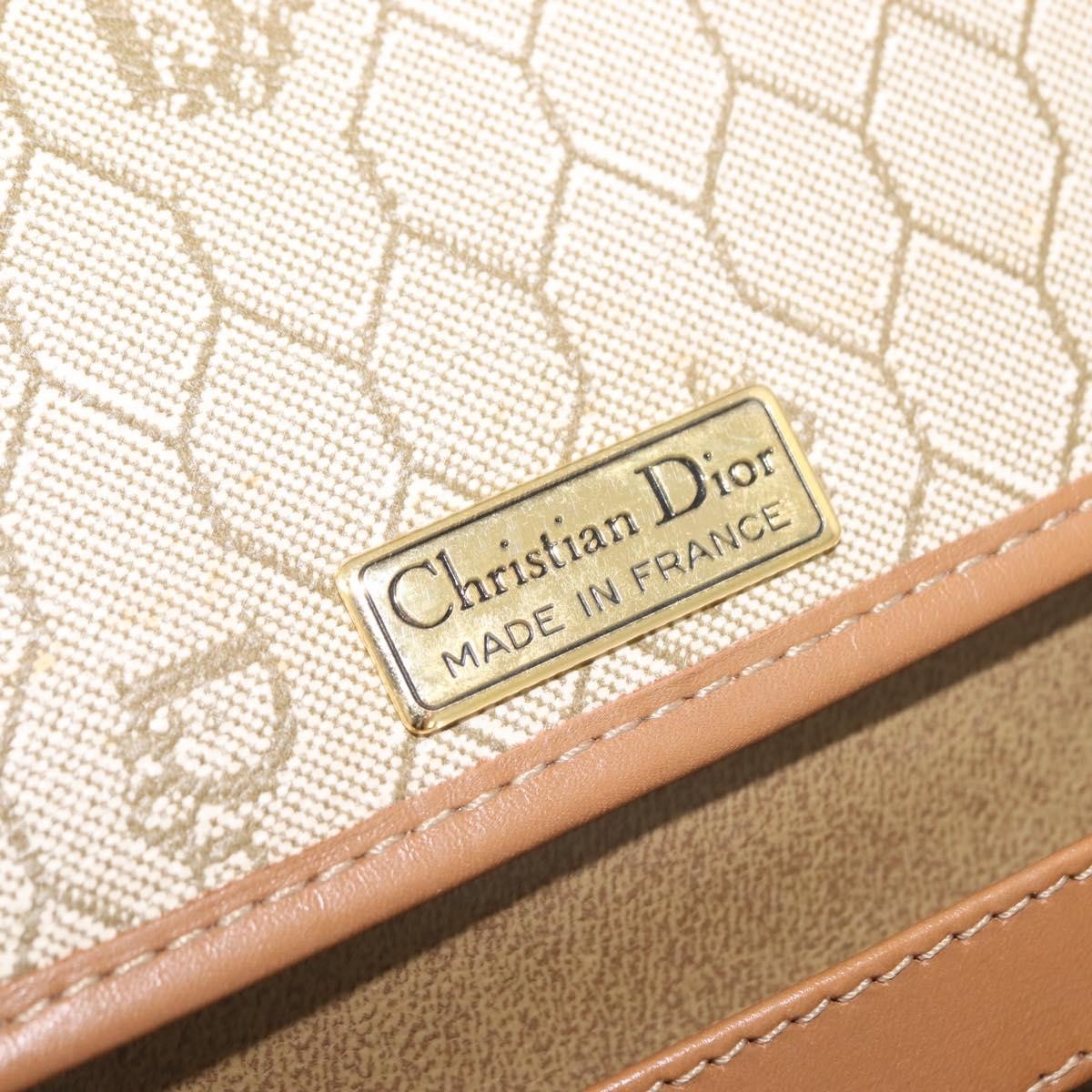 Christian Dior Vintage Honeycomb Chain Canvas Beige Canvas Shoulder Bag Bag (Pre-Owned)