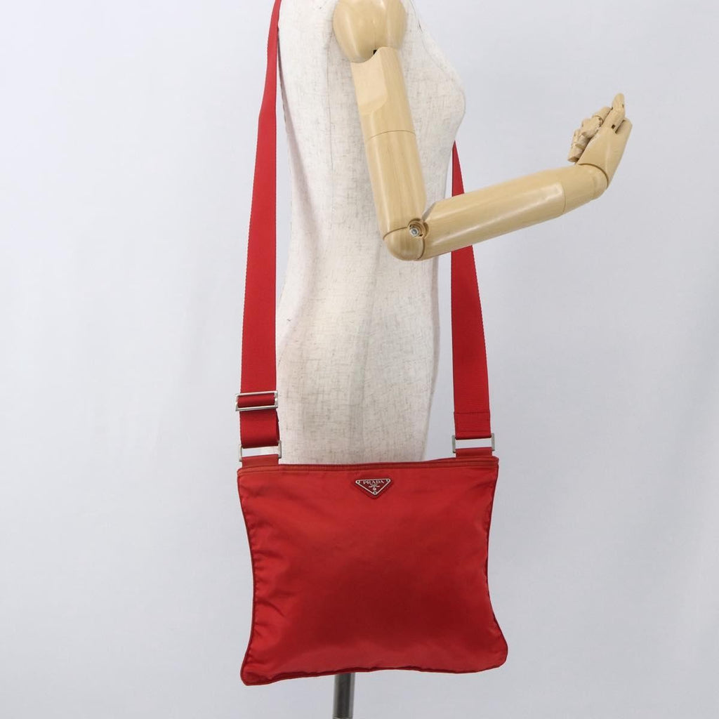 Prada Zip Top Messenger Bag Tessuto Red Nylon Shoulder Bag Bag