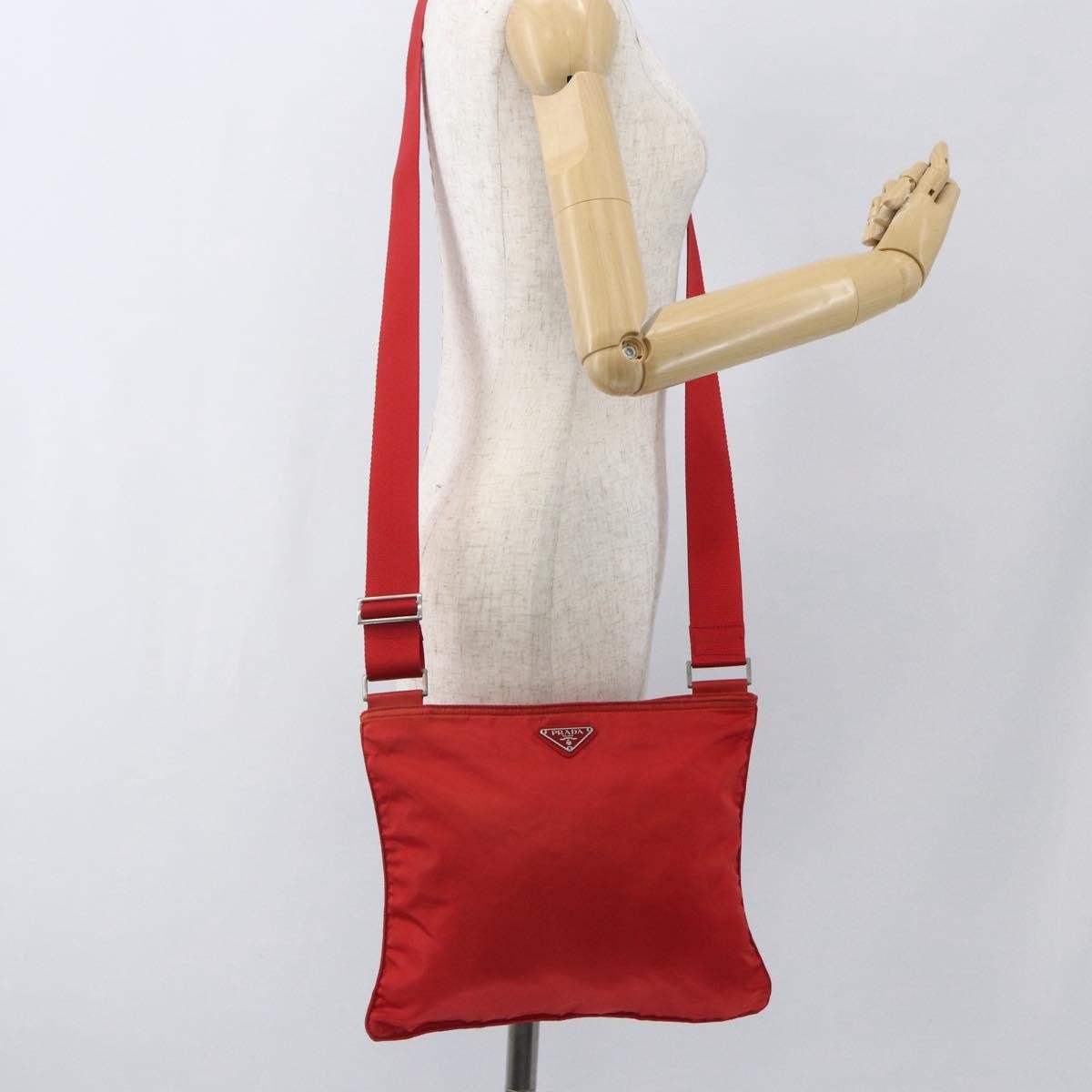 Prada Zip Top Messenger Bag Tessuto Red Nylon Shoulder Bag Bag