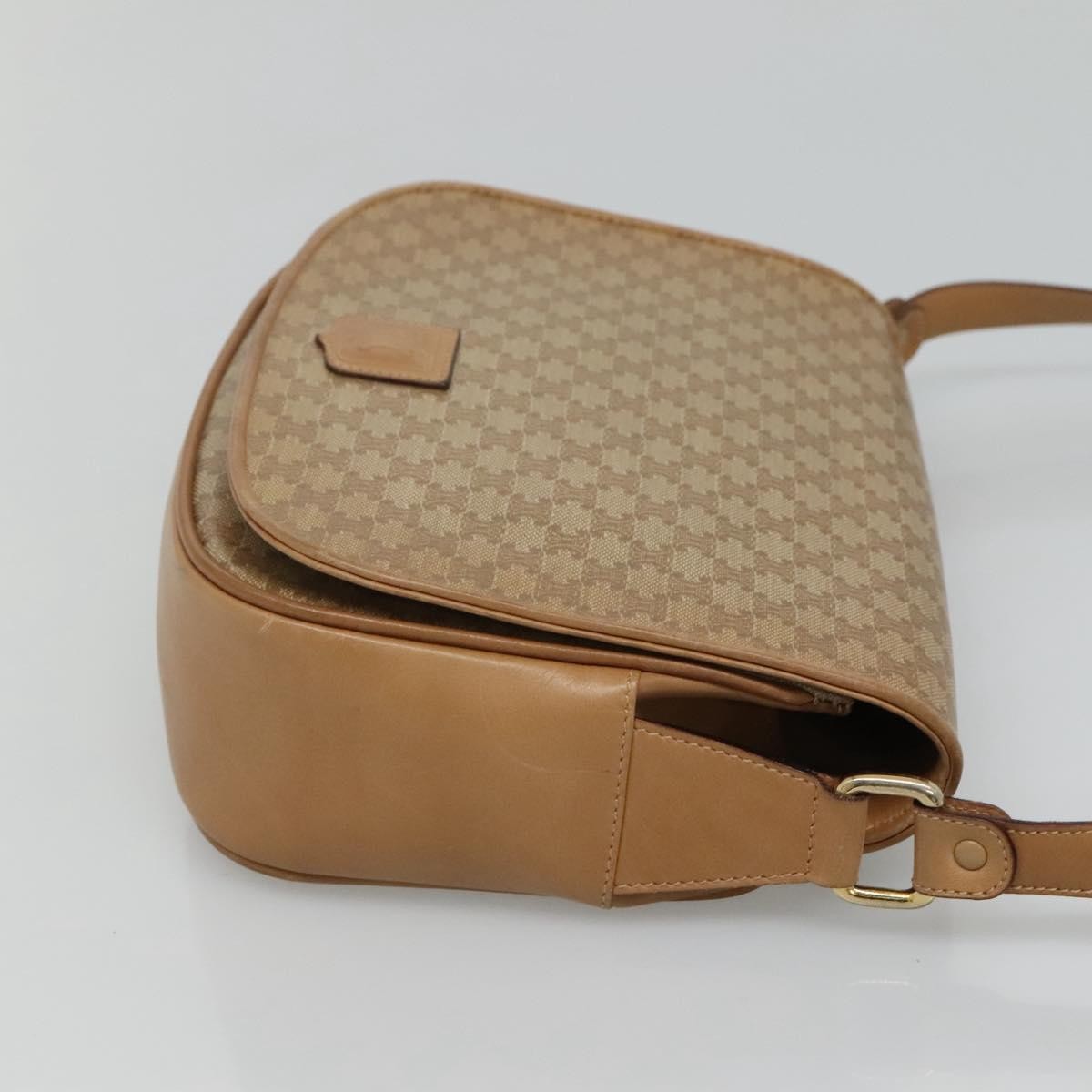 Celine Vintage Macadam Shoulder Bag Canvas And Leather Beige Canvas Shoulder Bag Bag