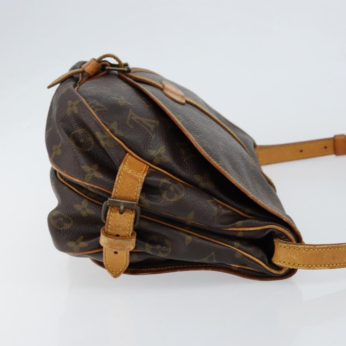 Louis Vuitton Saumur Handbag Monogram Canvas Brown Canvas Shoulder Bag
