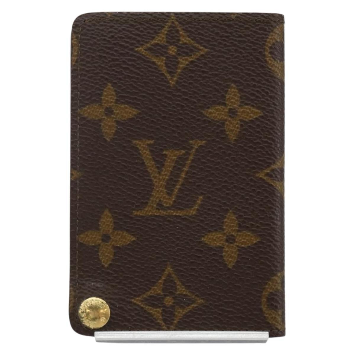 Louis Vuitton Porte Cartes Pression Card Case Monogram Canvas Brown Canvas Card Holders Accessory