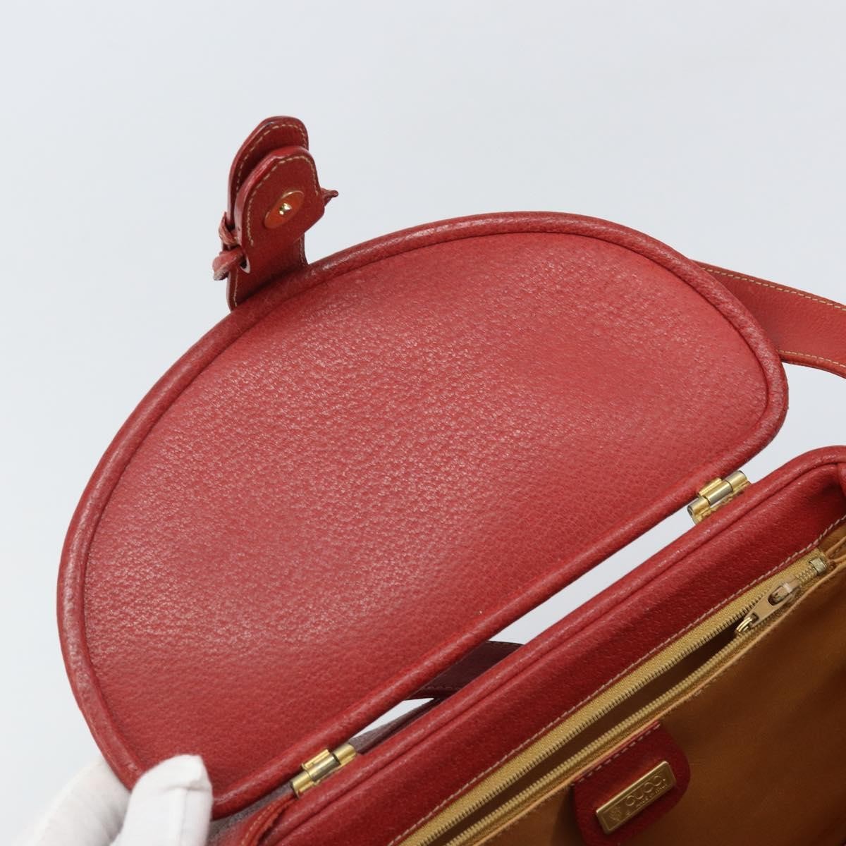 Gucci Vintage Shoulder Bag Leather Red Leather Shoulder Bag Bag (Pre-Owned)