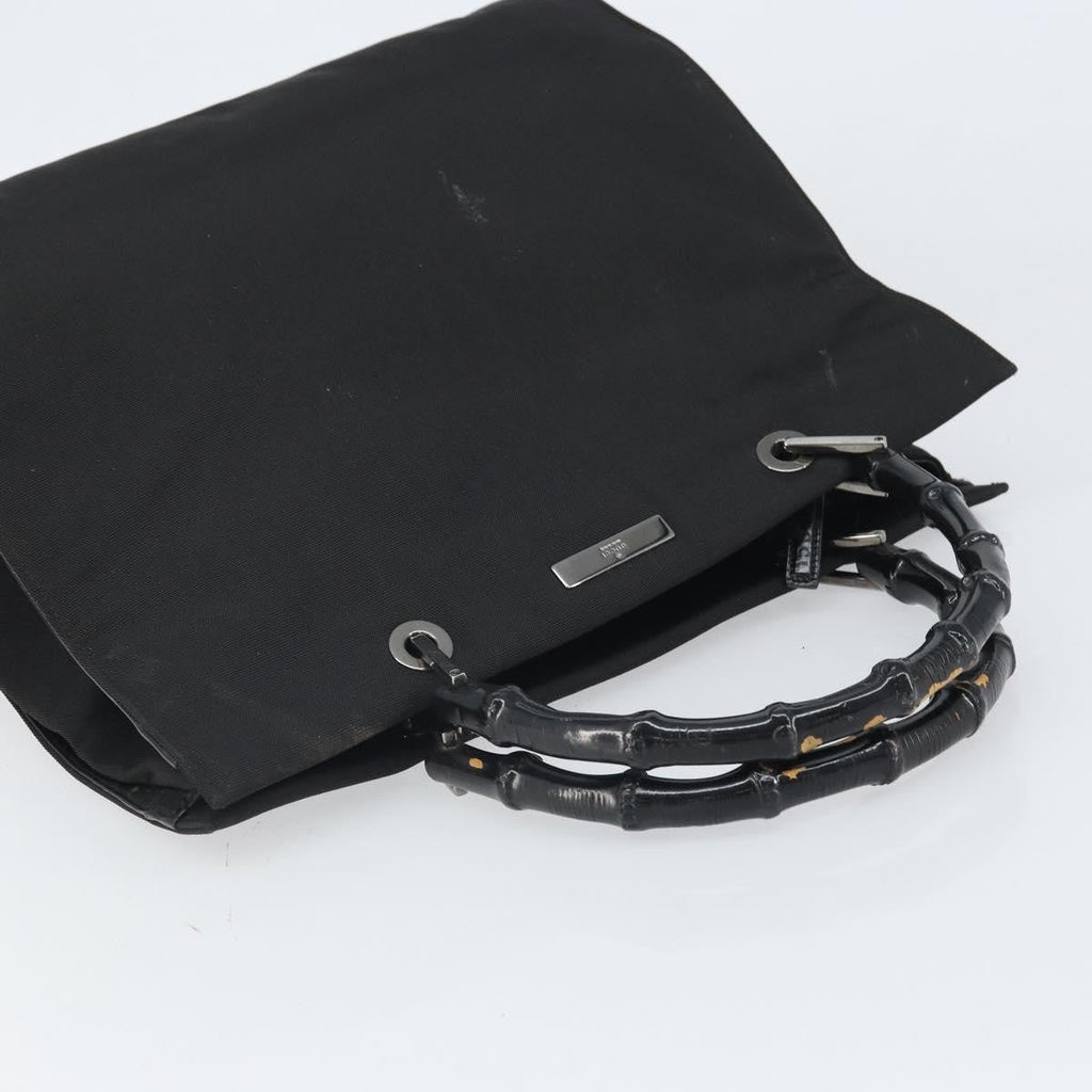 Gucci Bamboo Tote Bag Nylon Black Nylon Tote Bag Bag (Pre-Owned)