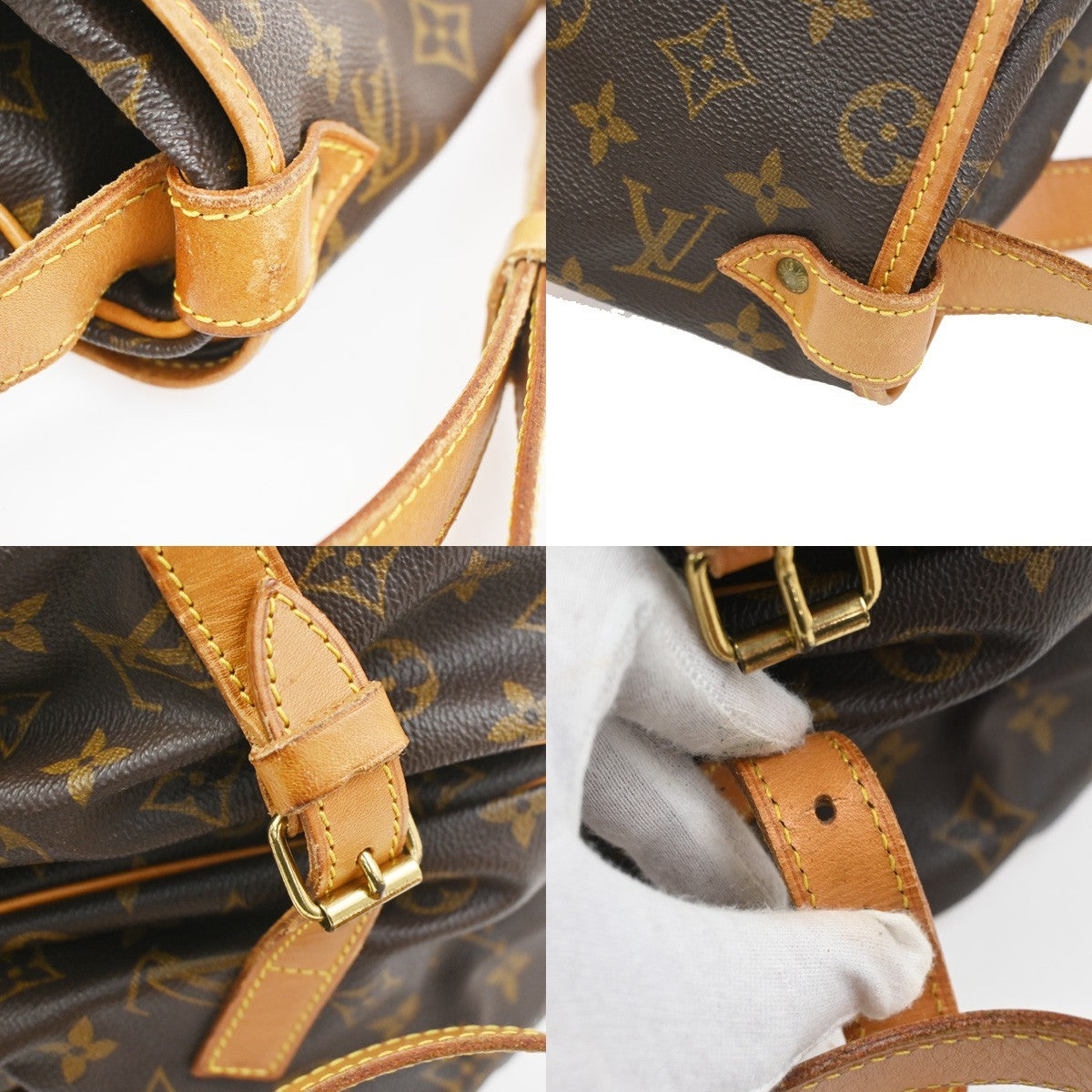 Louis Vuitton Saumur Handbag Monogram Canvas Brown Canvas Shoulder Bag