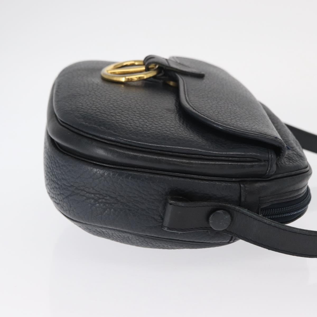 Christian Dior Vintage Shoulder Bag Leather Navy Leather Shoulder Bag Bag (Pre-Owned)