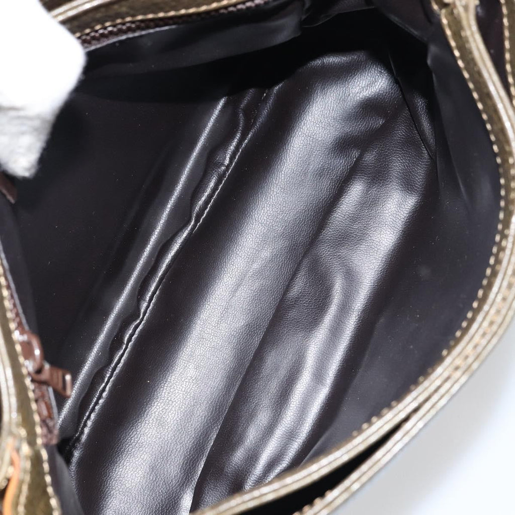 Celine Vintage Shoulder Bag Leather Khaki Leather Shoulder Bag Bag