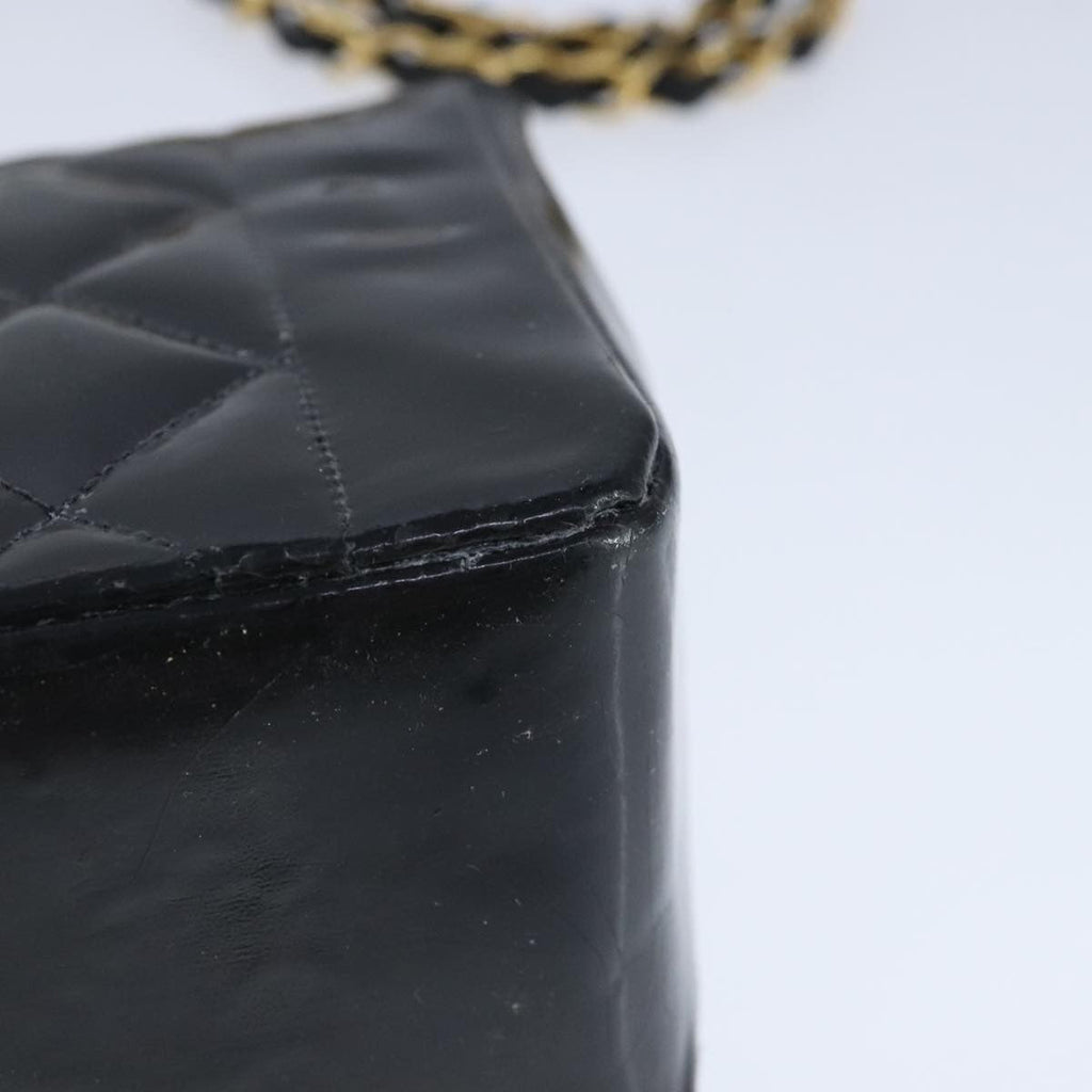 Chanel Vintage So Black Diana Flap Bag Quilted Patent Black Patent_Leather Shoulder Bag Bag