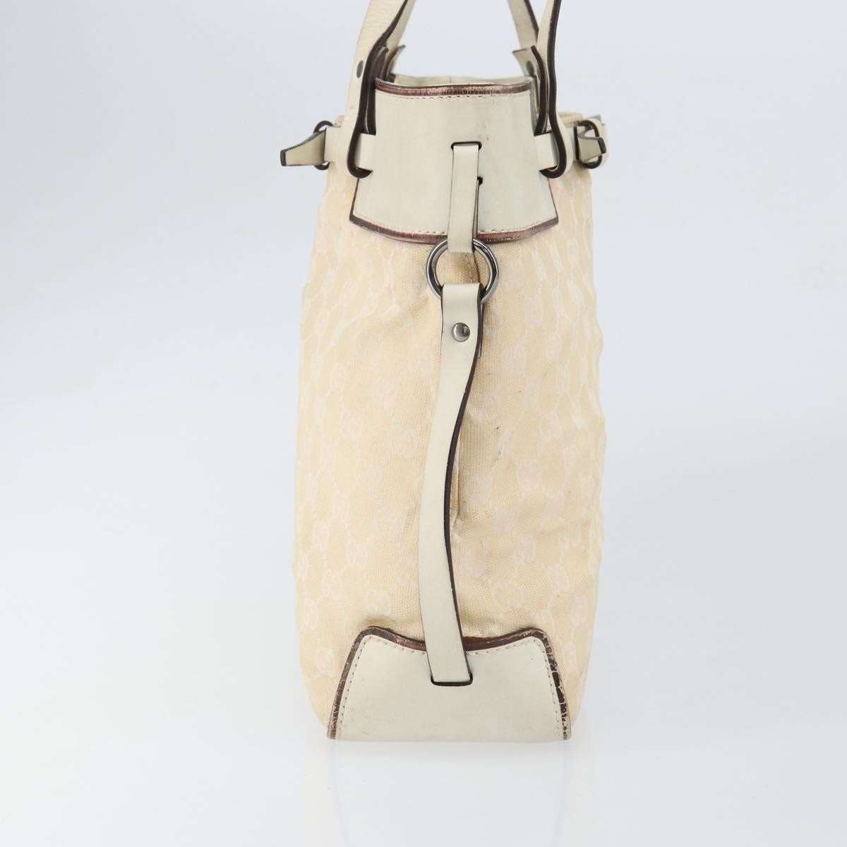 Gucci Belted Bucket Tote Gg Canvas With Leather Beige Canvas Tote Bag Bag (Pre-Owned)