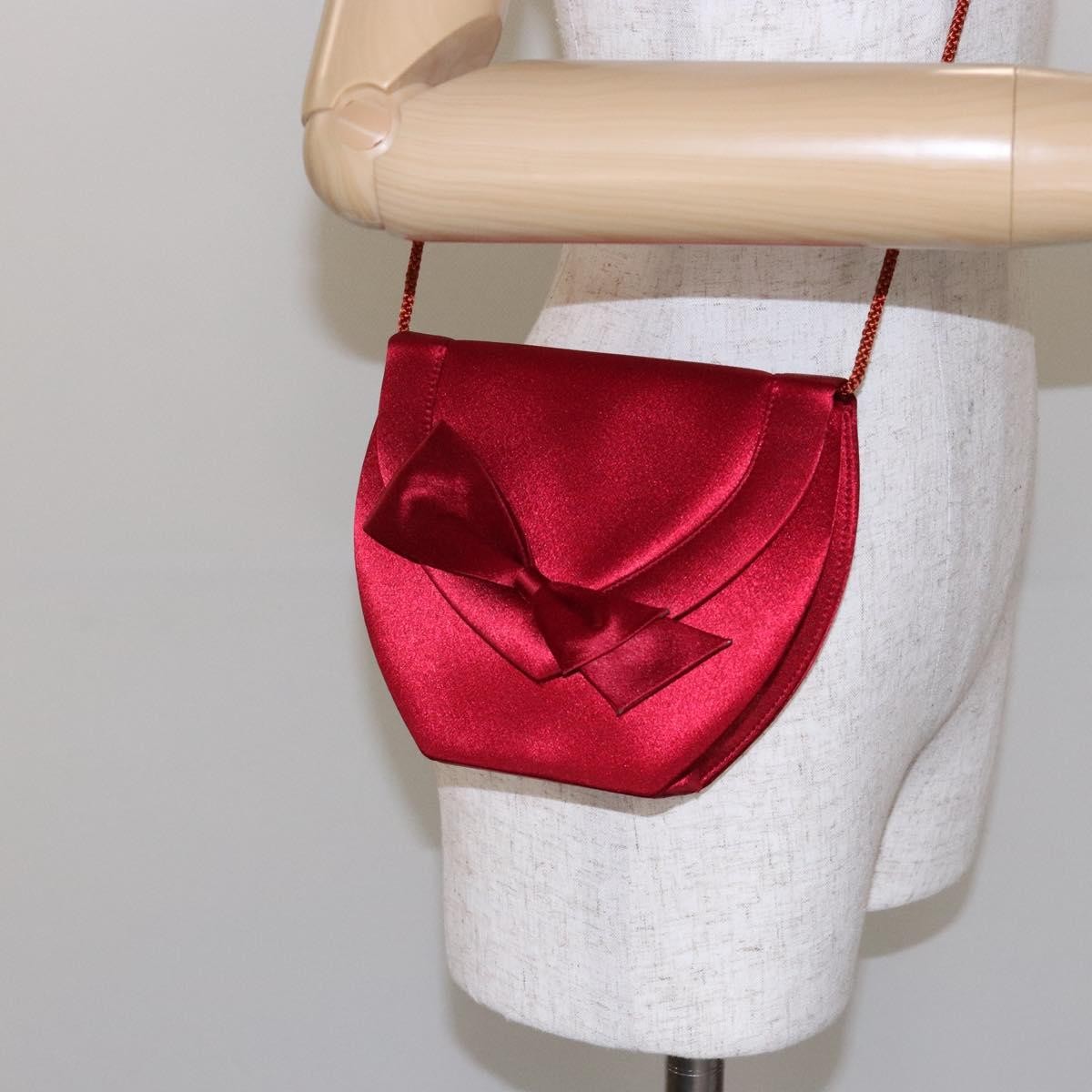 Saint Laurent Vintage Flap Crossbody Bag Silk Red Satin Clutche & Pouche Bag (Pre-Owned)