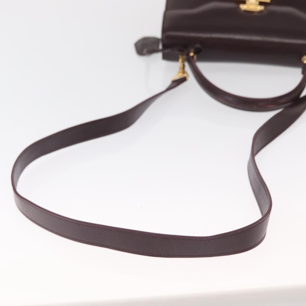 Gucci Vintage Lady Lock Top Handle Bag Leather Burgundy Leather Handbag (Pre-Owned)