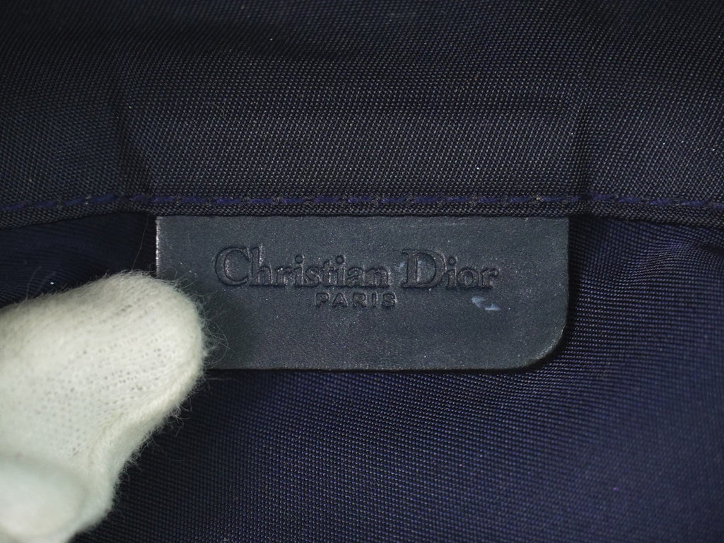 Christian Dior Saddle Zip Pouch Diorissimo Canvas Navy Canvas Clutche & Pouche Bag (Pre-Owned)