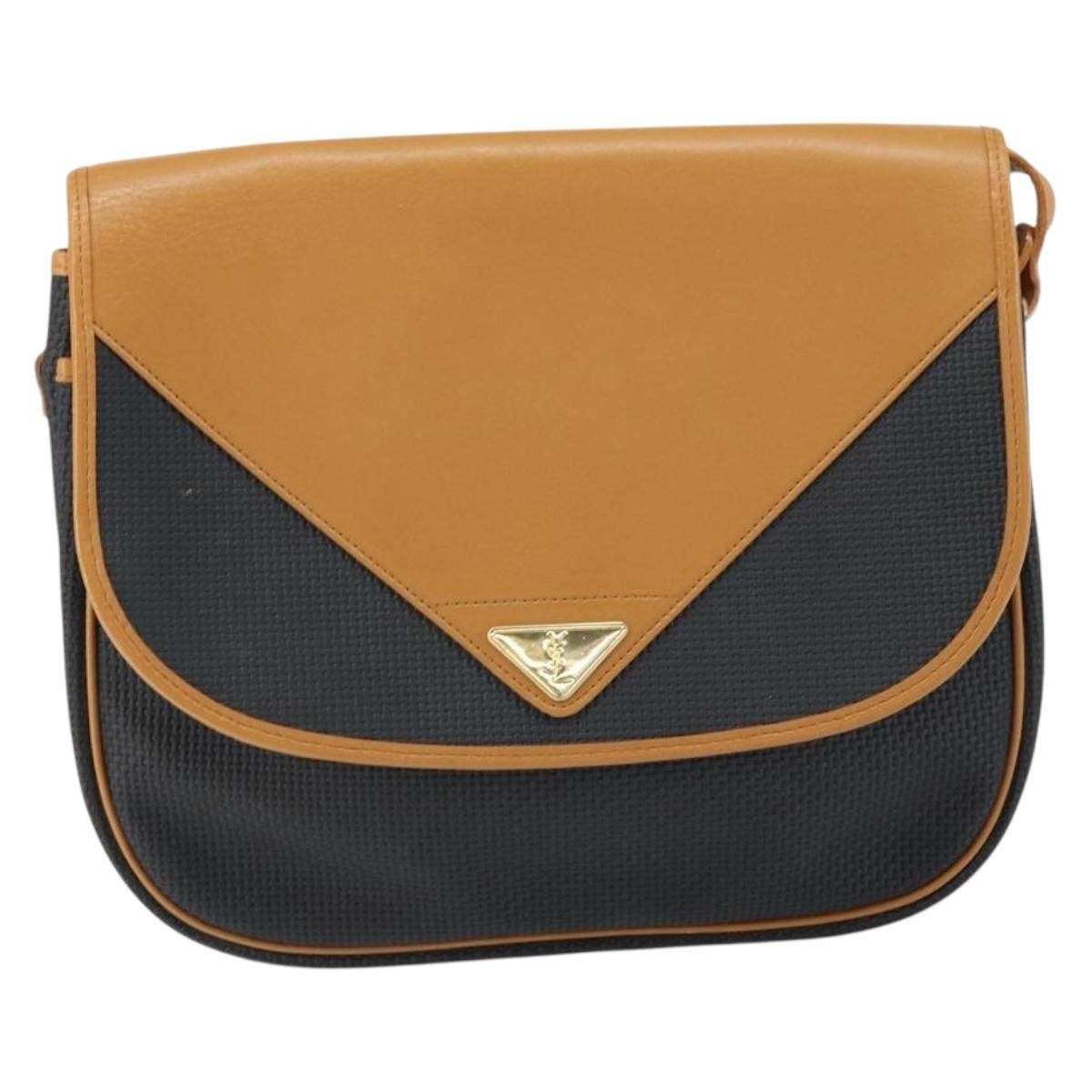Saint Laurent Vintage Shoulder Bag Leather Beige Leather Shoulder Bag Bag (Pre-Owned)