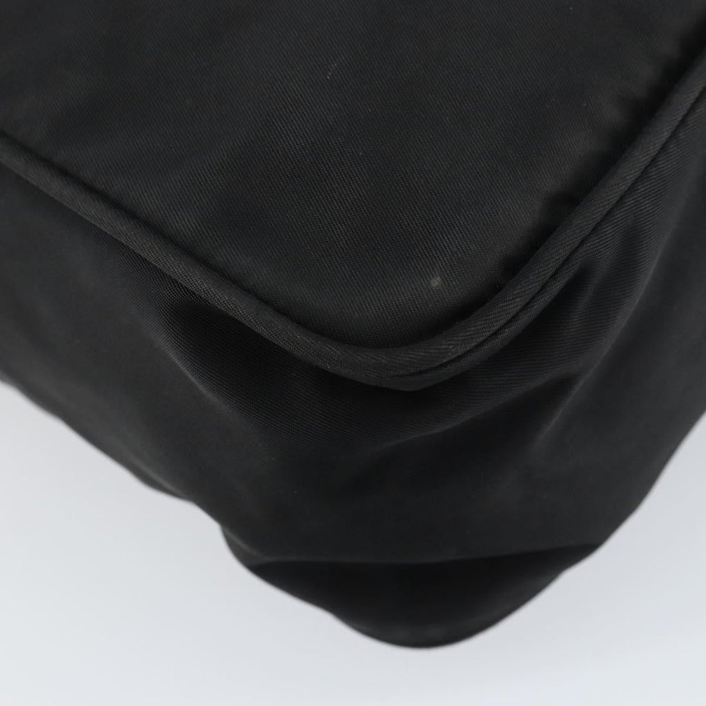 Prada Front Pocket Zip Messenger Bag Tessuto With Saffiano Leather Black Nylon Shoulder Bag Bag