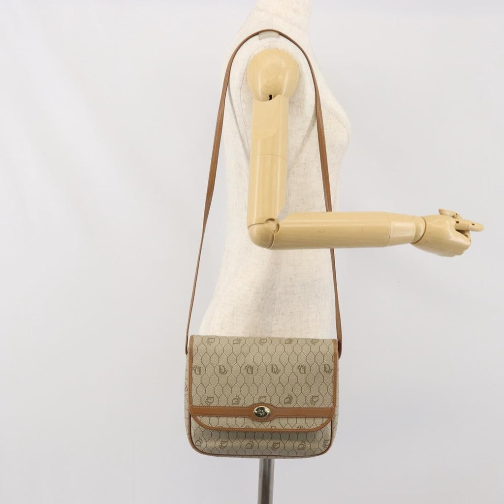 Christian Dior Vintage Honeycomb Shoulder Bag Canvas Beige Pvc,Canvas Shoulder Bag Bag (Pre-Owned)