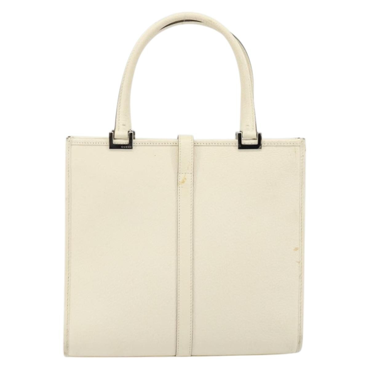 Gucci Vintage Jackie Handbag Leather Silver Leather Handbag (Pre-Owned)