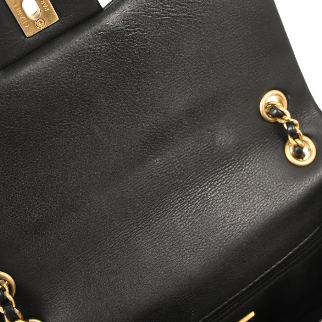 Chanel Rock The Corner Flap Bag Chevron Leather Black Leather Shoulder Bag Bag