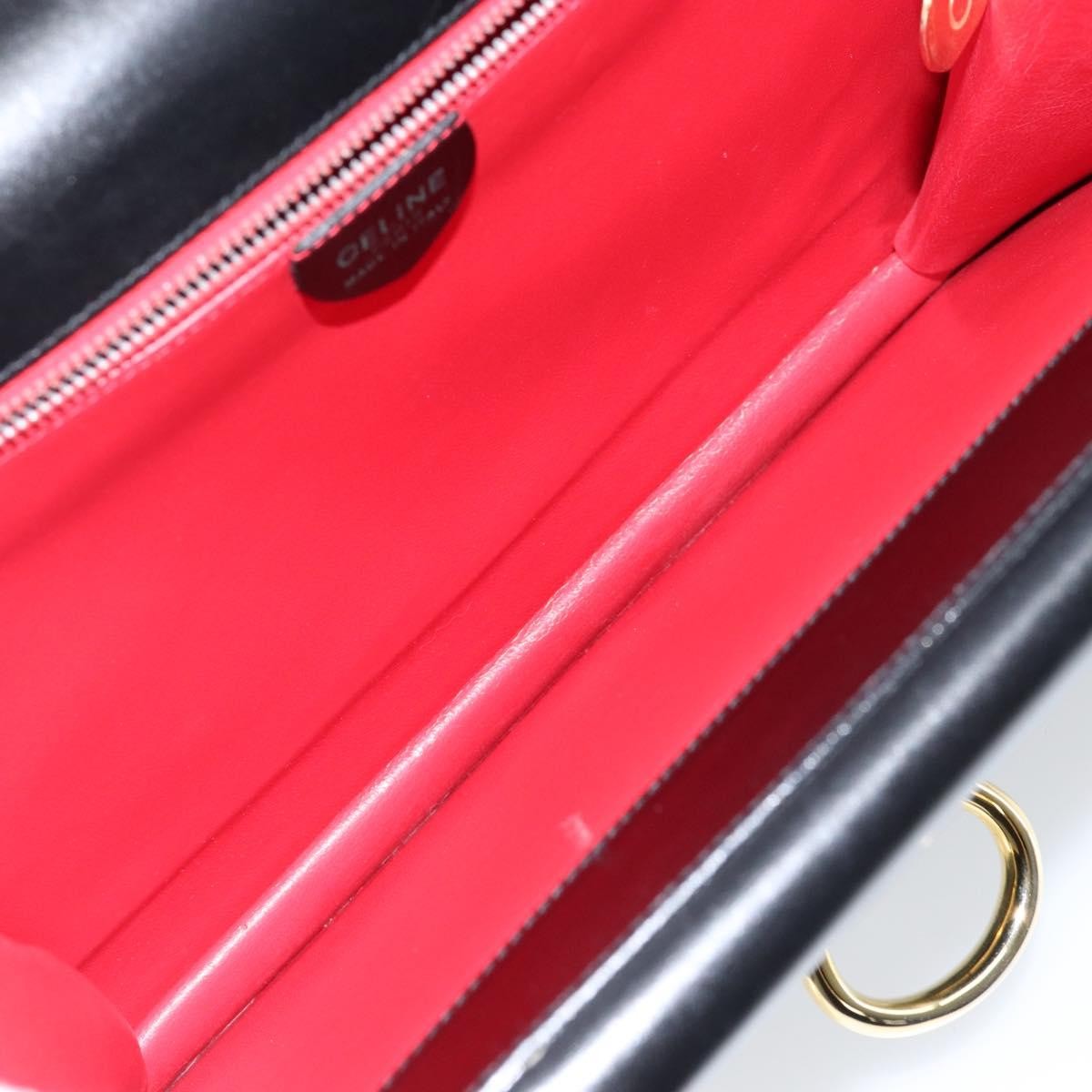 Celine Vintage Top Handle Bag Glazed Leather Black Leather Bag
