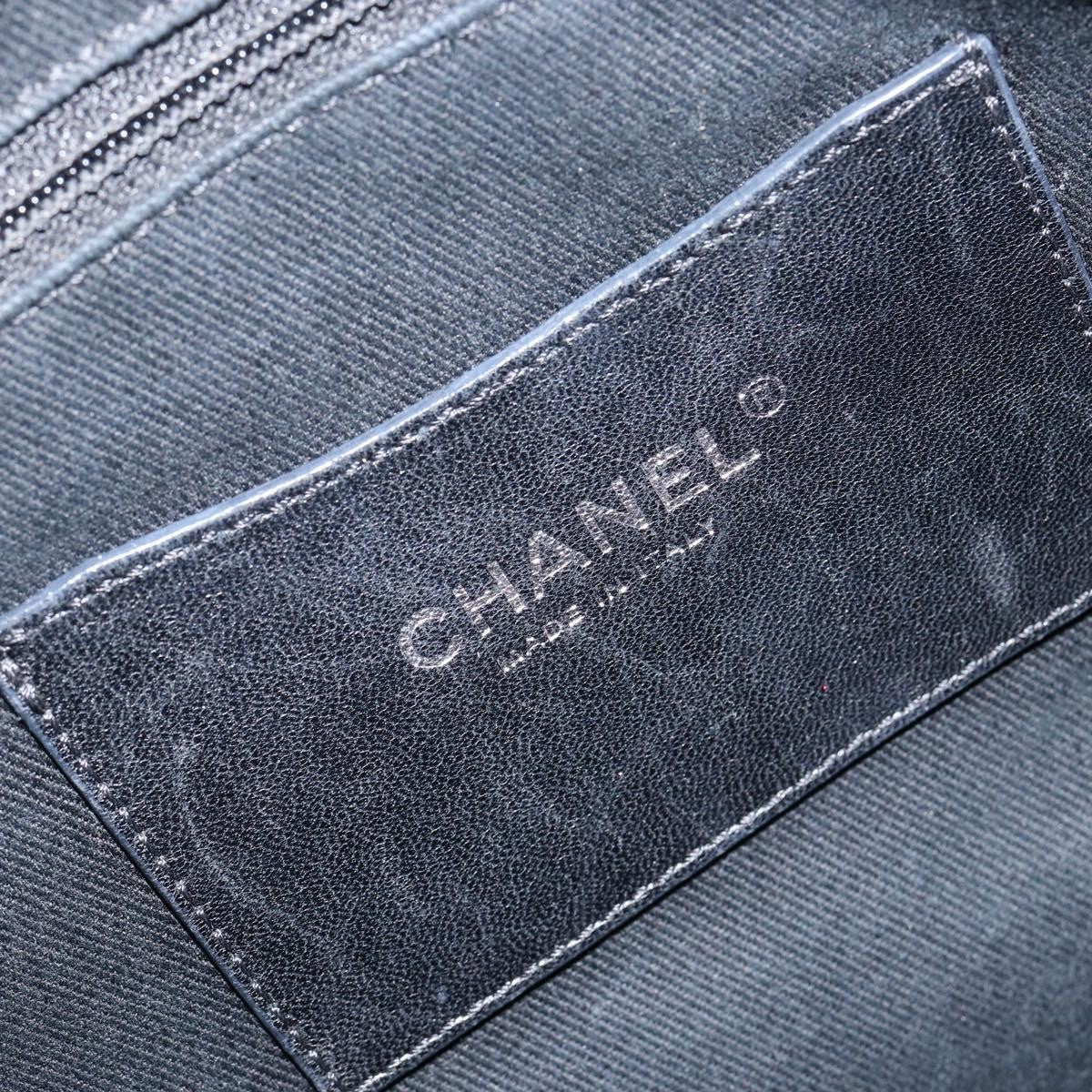 Chanel Cc Charm Tote Quilted Iridescent Calfskin Green Leather Tote Bag Bag