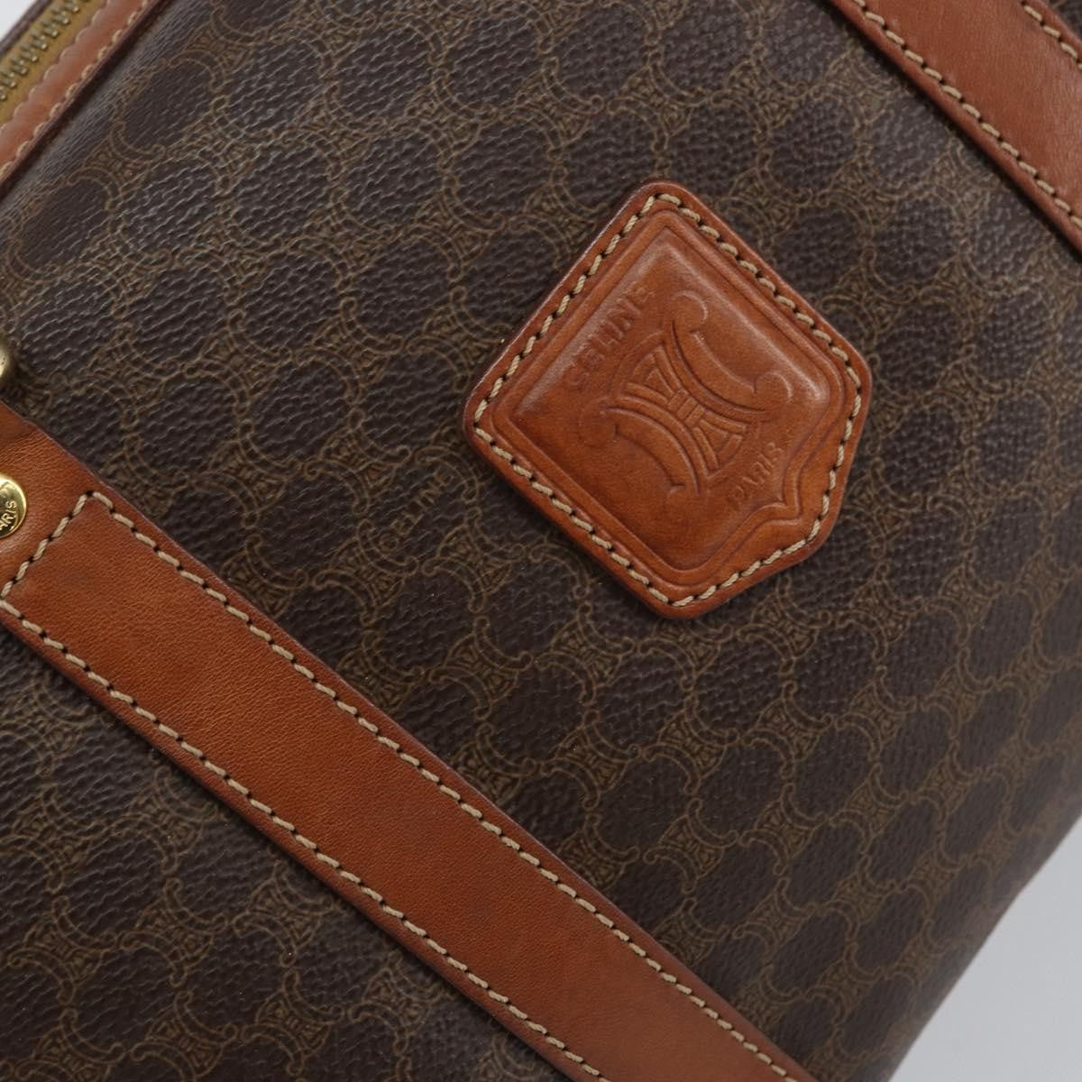 Celine Vintage Macadam Boston Bag Canvas Brown Canvas Handbag