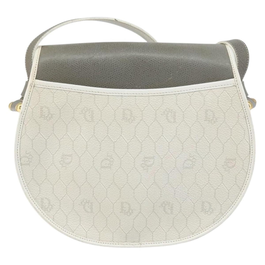 Christian Dior Vintage Honeycomb Flap Crossbody Bag Canvas And Leather White Canvas Shoulder Bag Bag (Pre-Owned)