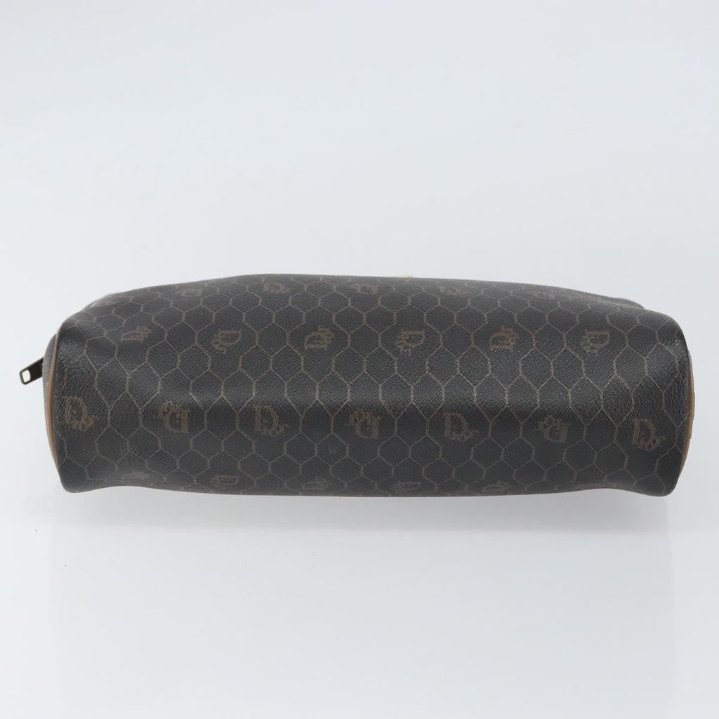 Christian Dior Vintage Honeycomb Zip Pouch Canvas And Leather Black Canvas Clutche & Pouche Bag (Pre-Owned)