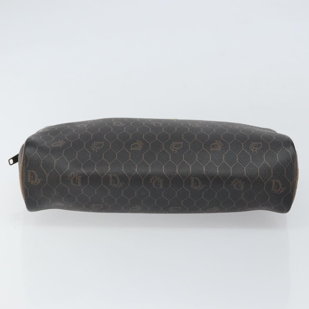 Christian Dior Vintage Honeycomb Zip Pouch Canvas And Leather Black Canvas Clutche & Pouche Bag (Pre-Owned)