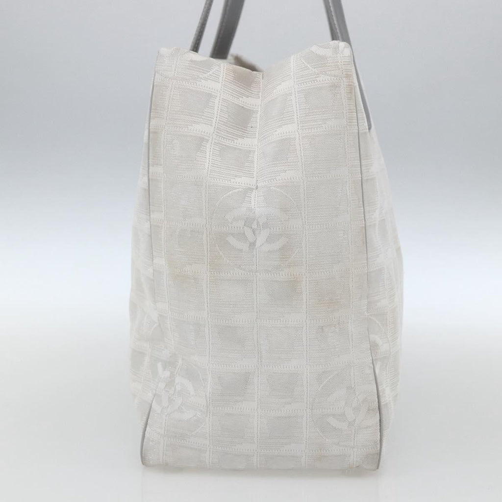 Chanel Travel Line Tote Nylon Silver Nylon Tote Bag Bag