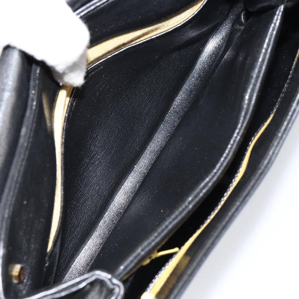 Christian Dior Vintage Chain Flap Shoulder Bag Leather Black Leather Shoulder Bag Bag (Pre-Owned)