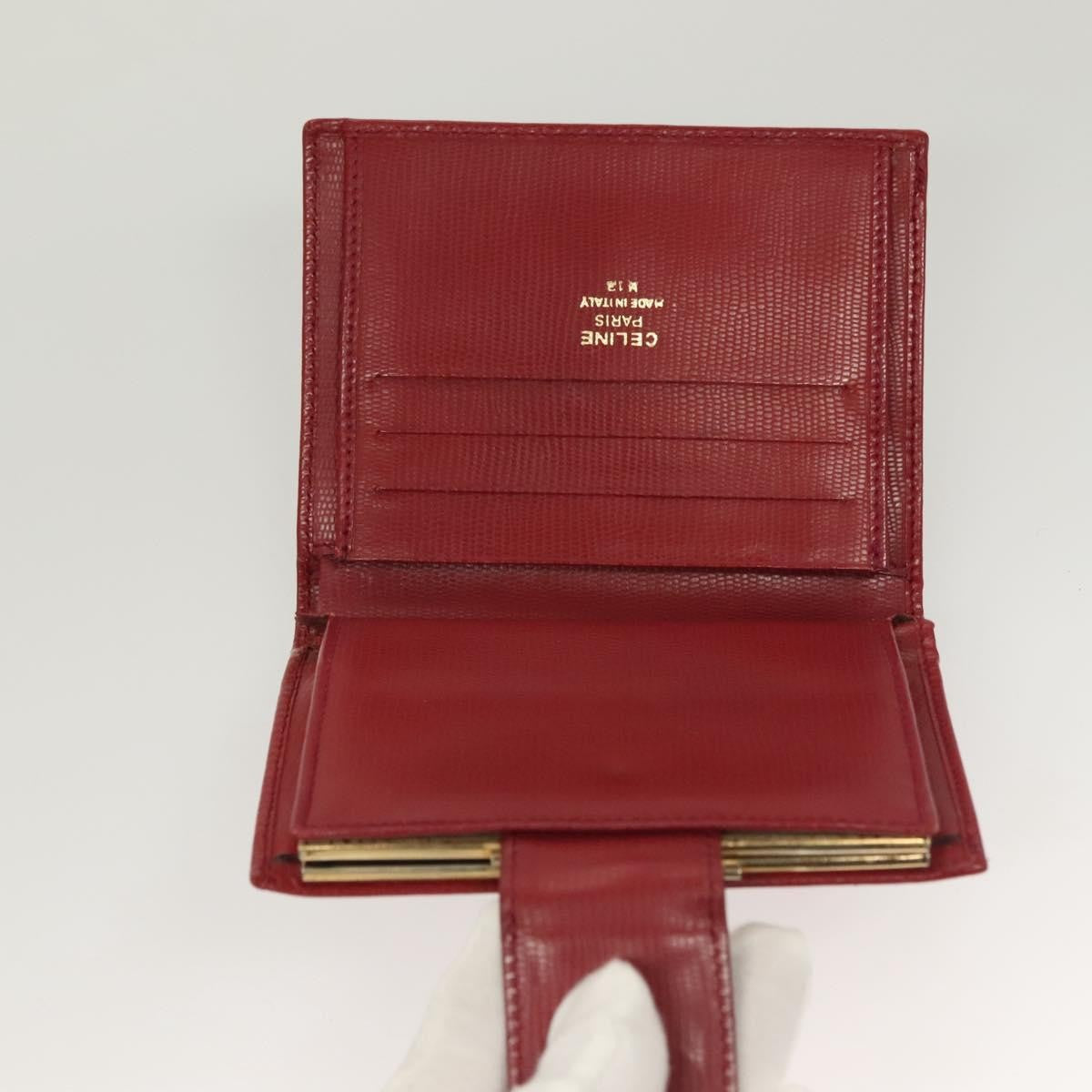 Celine Circle Logo Compact Wallet Leather Red Leather Wallets Accessory