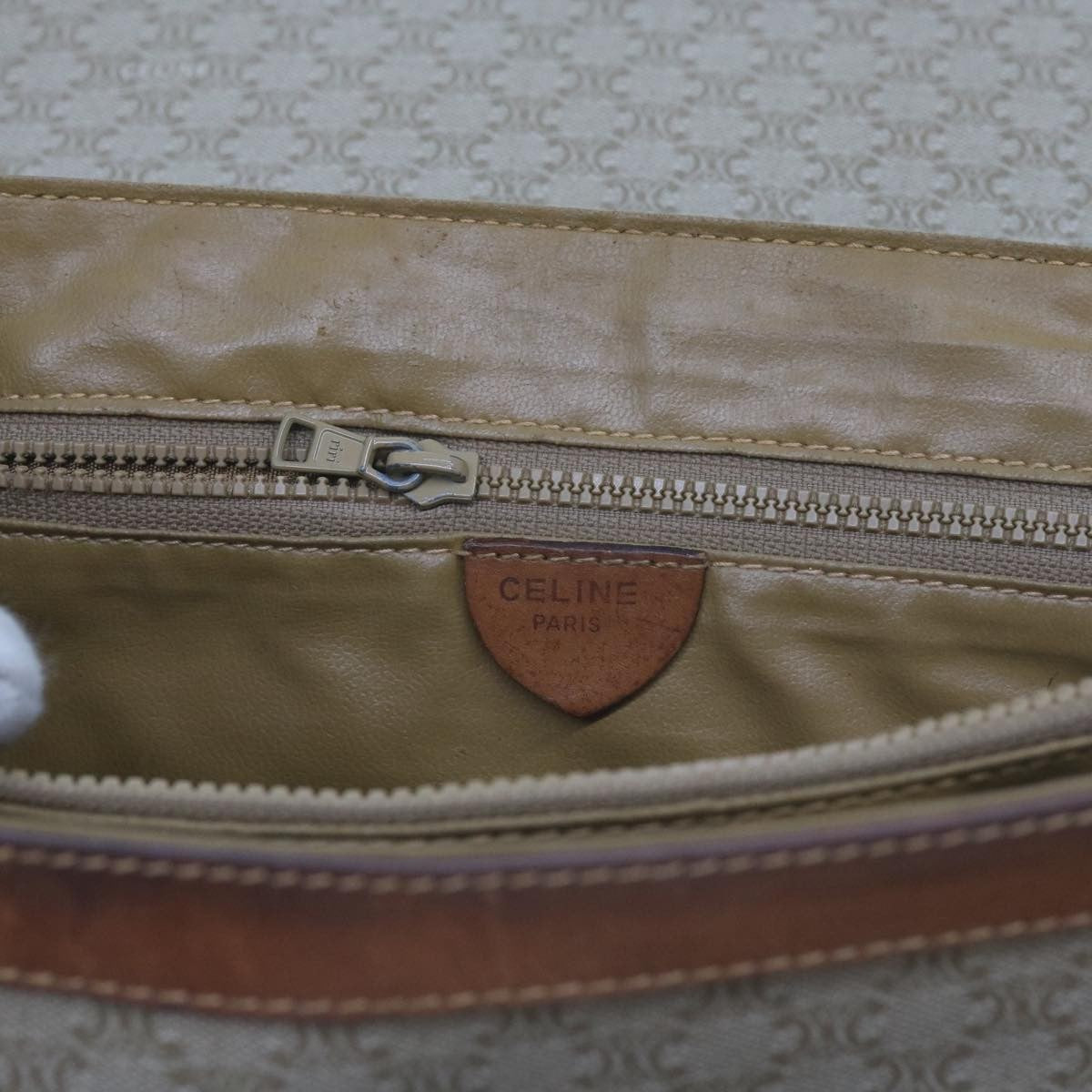 Celine Vintage Macadam Handbag Canvas And Leather Beige Canvas Handbag